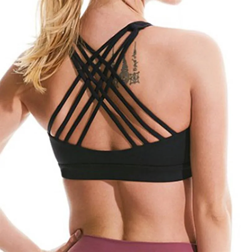 Women's sports bra shirt yoga gym vest LU push-ups fitness tops sexy lingerie ladies tops shockproof shoulder strap bra195C