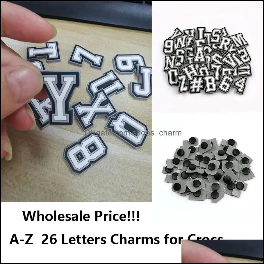 Wholesale White Color Mixed 26 Letters Soft Rubber Pvc Shoe Charms Buckles Fashion Accessories