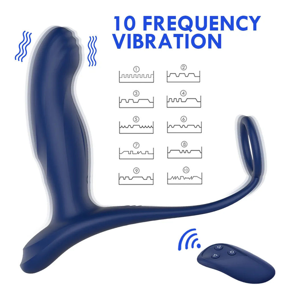 Manlig prostata massager vibrator anal plug trådlös fjärrkontroll bärbar fördröjning utlösning penis ringer erotiska sexiga leksaker för män