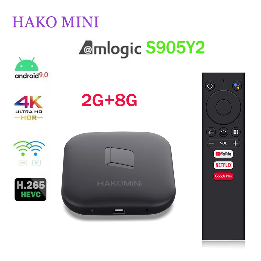 Hako Mini Go0gle certificato Android 9 Smart TV Box Amlogic S905Y2 2GB 8GB 1000M 4K Netfl1x Y0utub Media Player Set Top Box