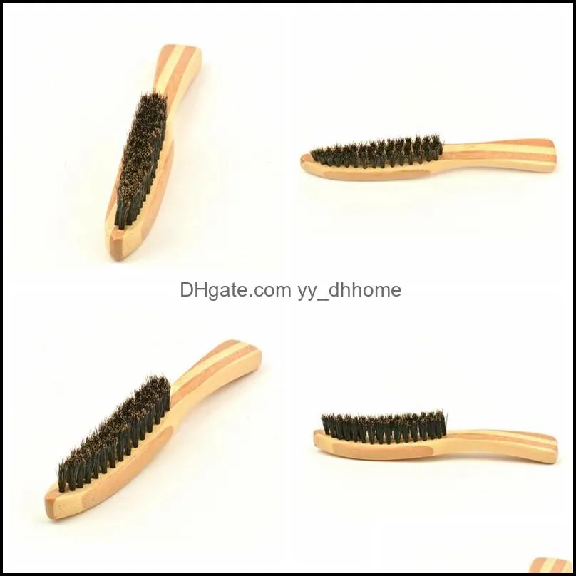 men`s beard brush stiff boar bristles beard grooming brush 16cm men wood color bamboo handle  beard growth care tool vt1384