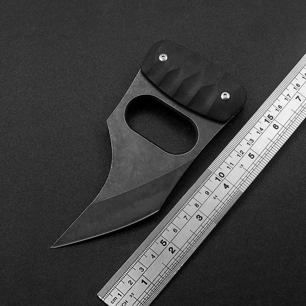Небольшой портативный сцепление пальцев тактическая охота на прямой нож 440 лезвия превращения в каменную стирку G10 Ручка без скольжения. Оригинальный дизайн.
