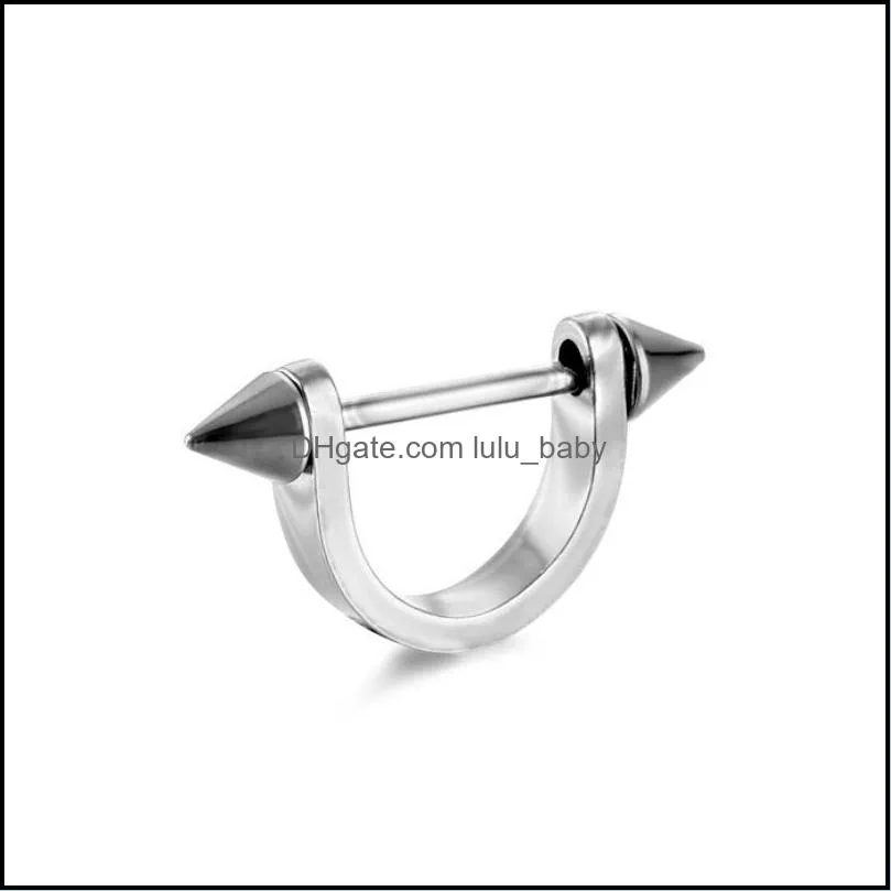 punk hiphop body piercing jewelry titanium steel nipple ring and ear stud for men women