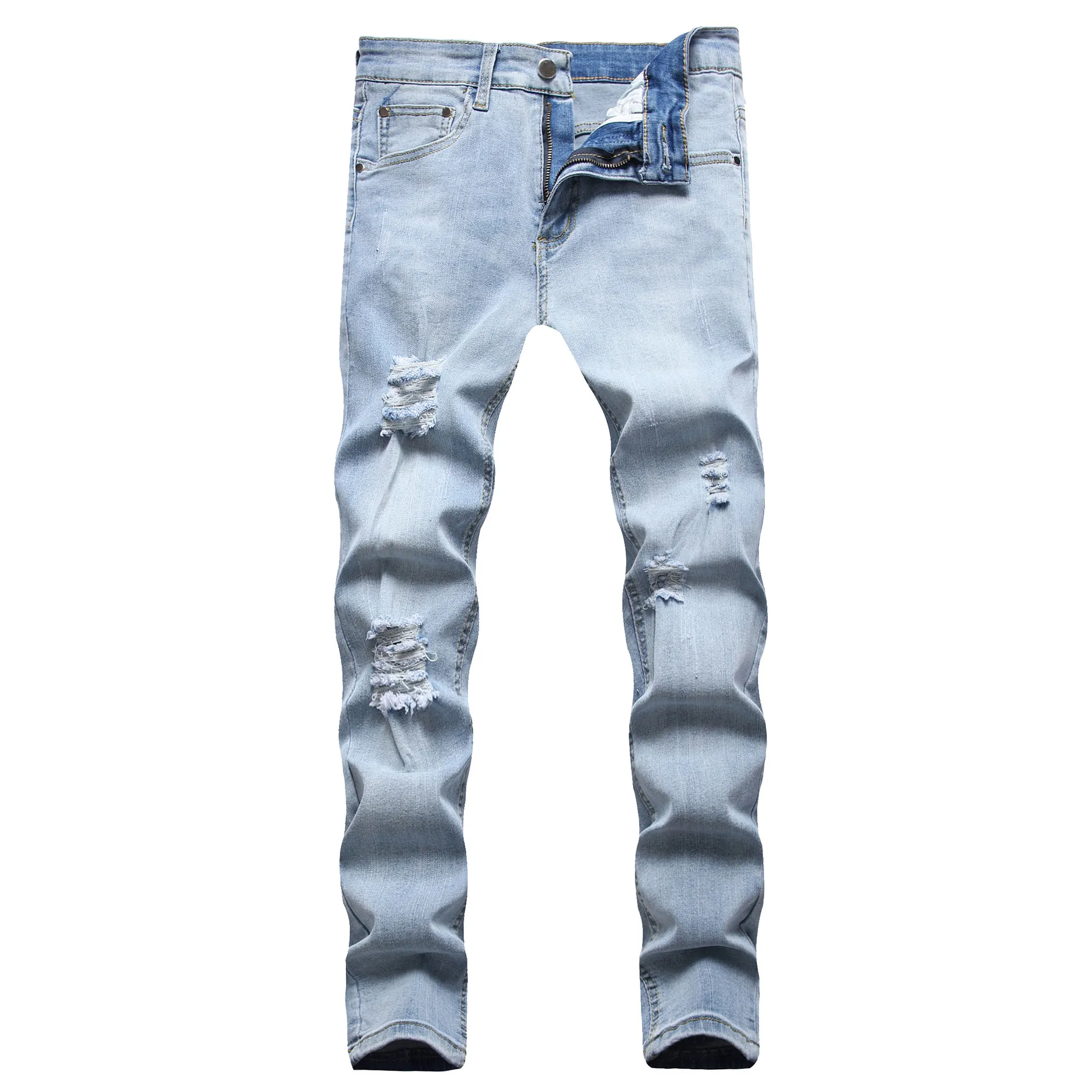 Men's Jeans High Street solid color Flame Digital Graffiti Print Hip-hop Slim Men Graphic Skinny Men