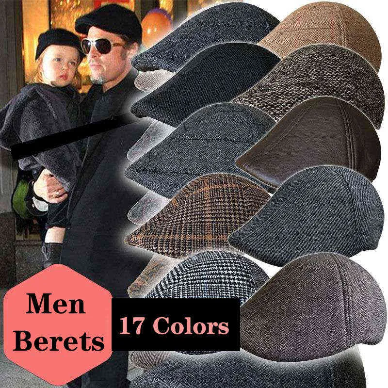 Men British Casual Berets Newspaper Seller Hat Spring Autumn Winter Retro Beret Hats Men Peak Painter Caps Forward Gatsby Cabbie Hats J220722