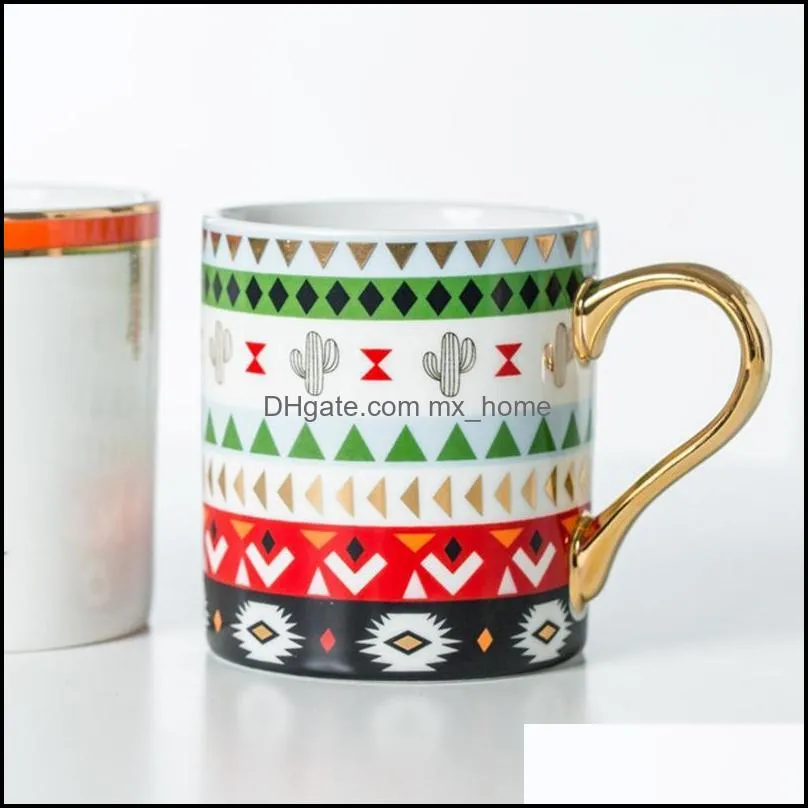 mugs luxury gold totems mosaic geometric bird ceramic coffee mug cup breakfast milk water couple creative gifts