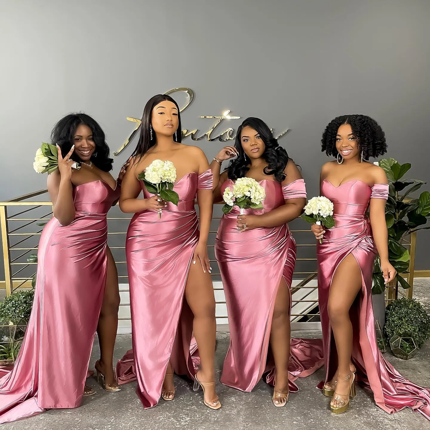 Pale Pink Mermaid Long Bridesmaid Dresses 2022 Sweetheart Sexy Slit Plus Size Maid Of Honor Wedding Guest Gown
