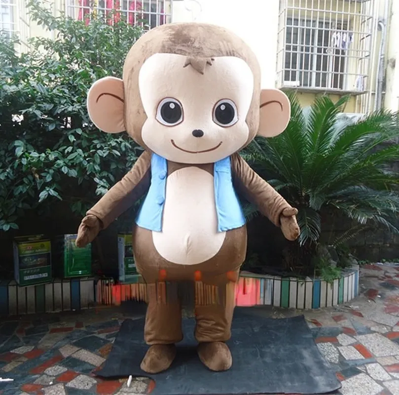 Costume de poupée de mascotte Singe Costume de mascotte de dessin animé mignon Thème Personnage animal Publicité Événement d'Halloween Événement à grande échelle Costume de jeu