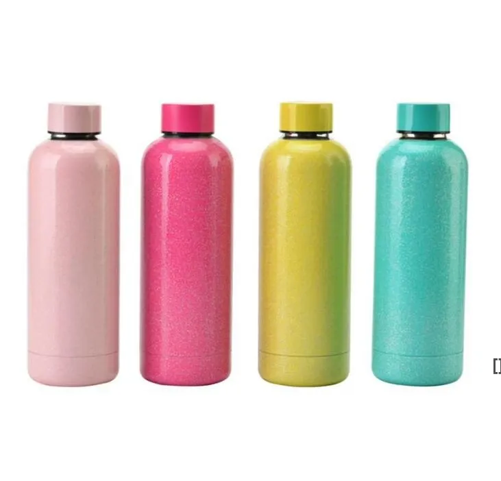 Glitter Colors Bumblers Flask Sporty Butelka Wody Double Walked Stal Nierdzewna Próżniowe Kubki Podróż THERMOS 17OZ BBA13081