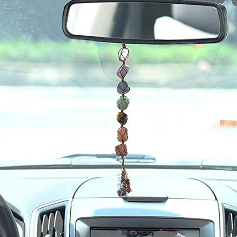 Interiördekorationer 7 Chakra Tumbling Gem Soul Meditation Window Car Pendant Stone Spiritual Decoration