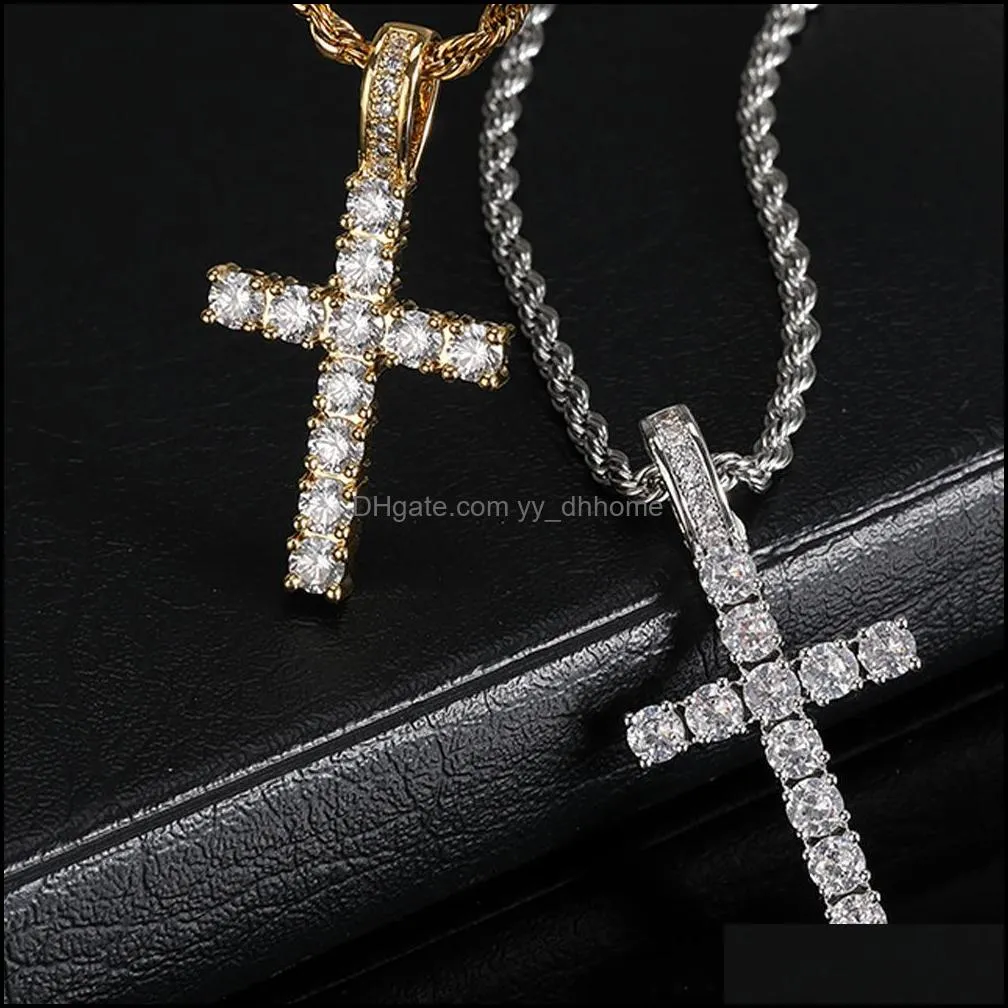 Iced Out Cross Pendant Necklace Choker Chain Necklaces Women Jewelry Men Tennis Chains Fashion Jewellery