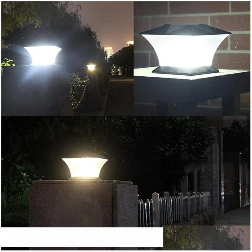  24led solar pillar light led solar post pole column lamp for outdoor gate fence wall courtyard cottage household park