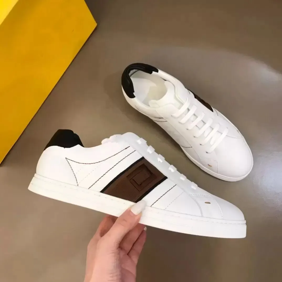 op Quality Designer White Black Calfskin Leather Sneakers Shoes Low-tops Flow Rubber Box Sole Sports Wholesale Brand Outdoor Trainers EU35-45