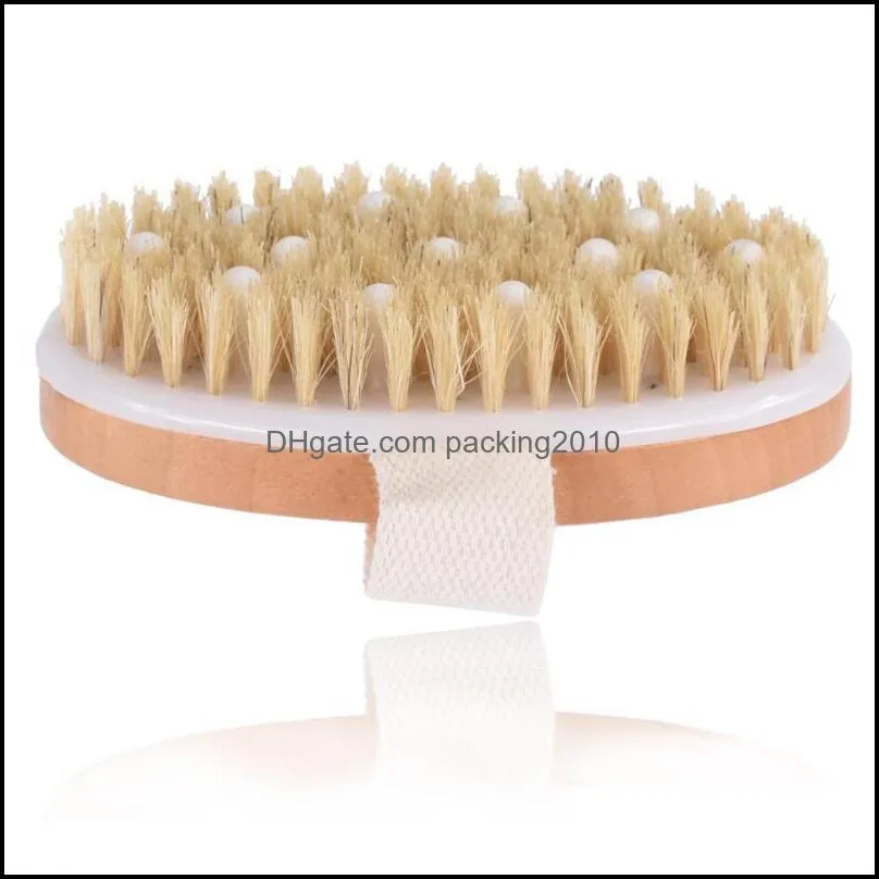 Unisex soft bead natural boar bristles shower brush Dry skin body brush remove dead skin body brush