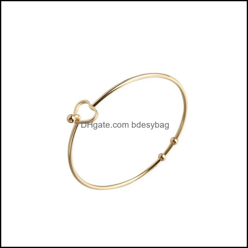 bangle 100% stainless steel wire expandable bracelet base adjustable heart metal open cuff 60mm 10pcsbanglebangle