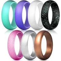 Silicone Wedding Ring Band Rubber Men Women Flexible Gifts C...