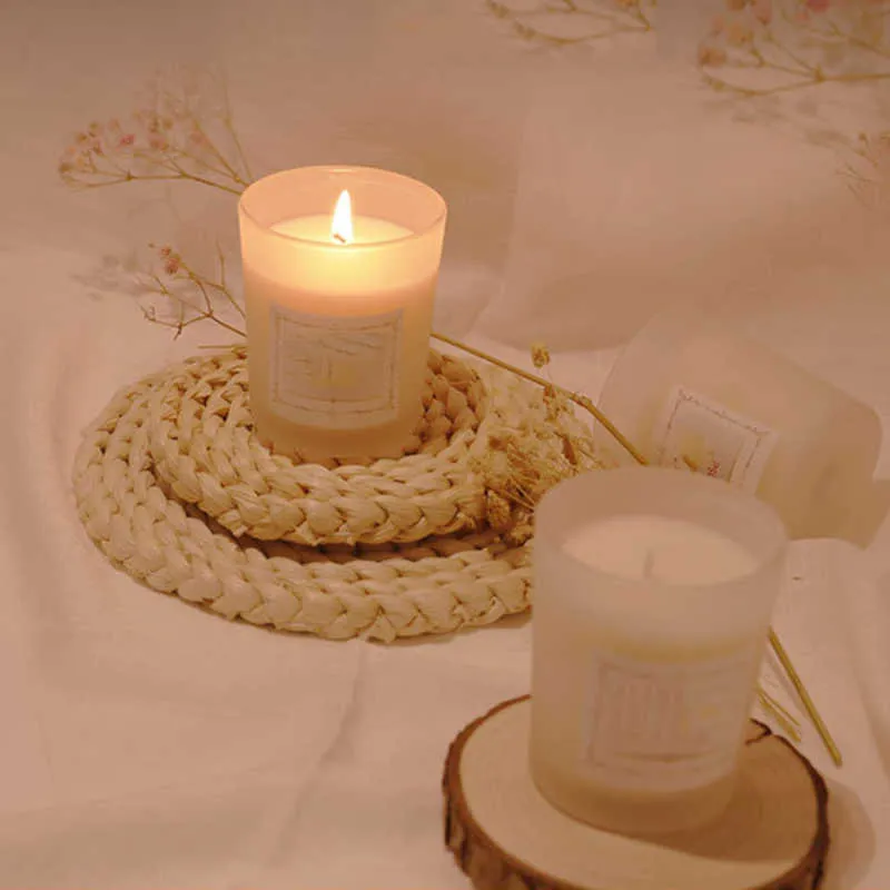 Incenso aromaterapia Candela cera di soia senza fumo con copertura in legno di lunga durata di San Valentino Regalo Day Sandalo Norwegian