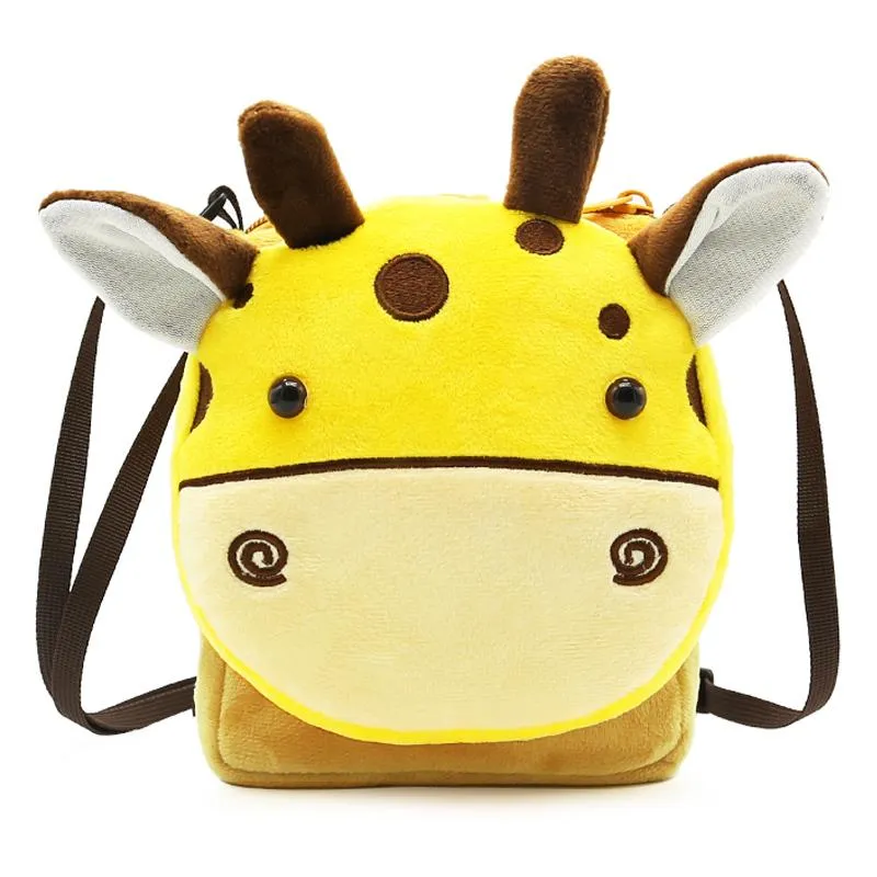Bolsas escolares girafas de desenho animado para meninos para meninos, bolsa crossbody de pelúcia, bolsa de ombro de crossbody