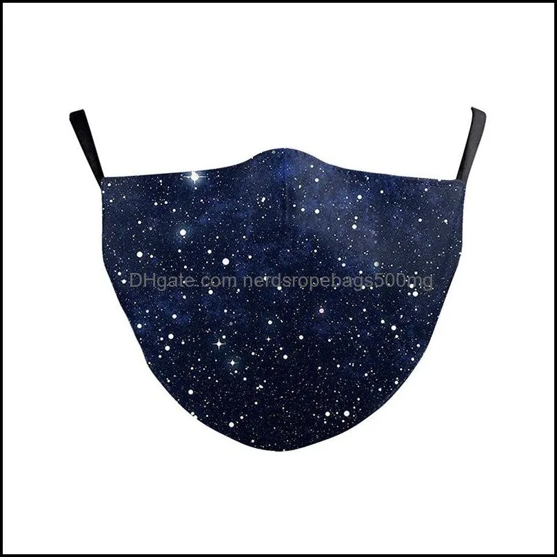 Fashion Starry Sky Print Face Masks Galaxy Adult Washable Fabric Mask Mouth-Muffle Reusable Mask 72 G2