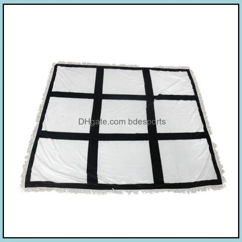 Plaid sublimation blanks Blanket with Tassels 9 15 20 Grids Mat Heat Transfer Printing Sofa Blankets Throw Blankets sublimation bla