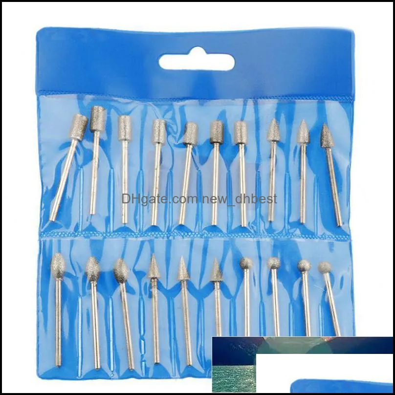 20pcs Dremel Accessories Diamond Grinding Heads Mini Bit Set Dremel Rotary Drill Tool Burrs Grinding