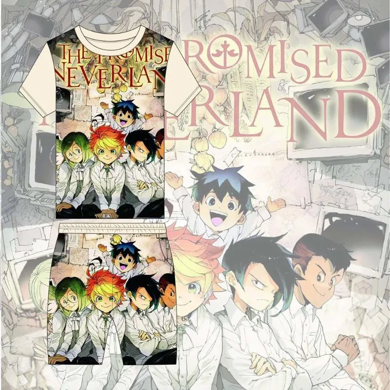 Survêtements pour hommes The Promised Neverland 3D Impression Costume à manches courtes Femmes Hommes T-shirt et pantalon 2 pièces Ensemble de mode japonaise Streetwear CA