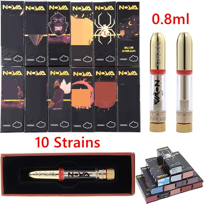 Nova Vape Cartridges Packaging Golden Atomizers 0.8ml Ceramic Coil