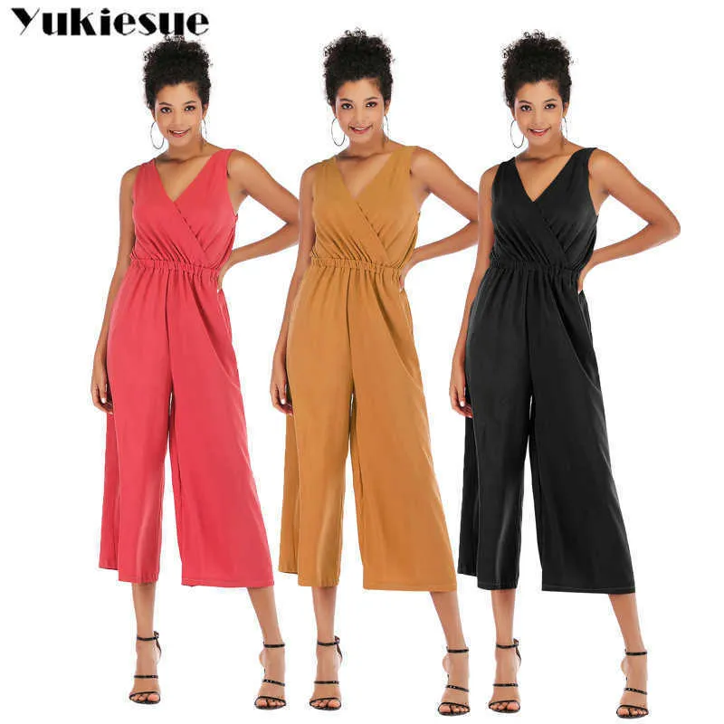 Womens chiffon jumpsuit romper sleeveless casual ankle-length pants ...