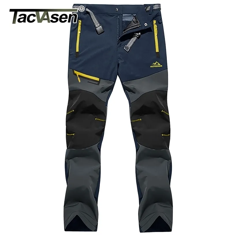TACVASEN 4 Season Breathable Mens Tactical Pants Fishing Hiking Camping Waterproof No Fleece Zipper Pocket Casual Trousers 220325