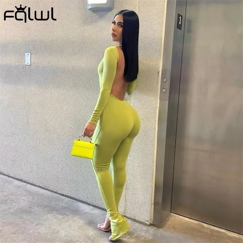 FQLWL Summer Sexy Women Backless Rompers Womens White Green Outfits Bodycon Jumpsuits Female 220720