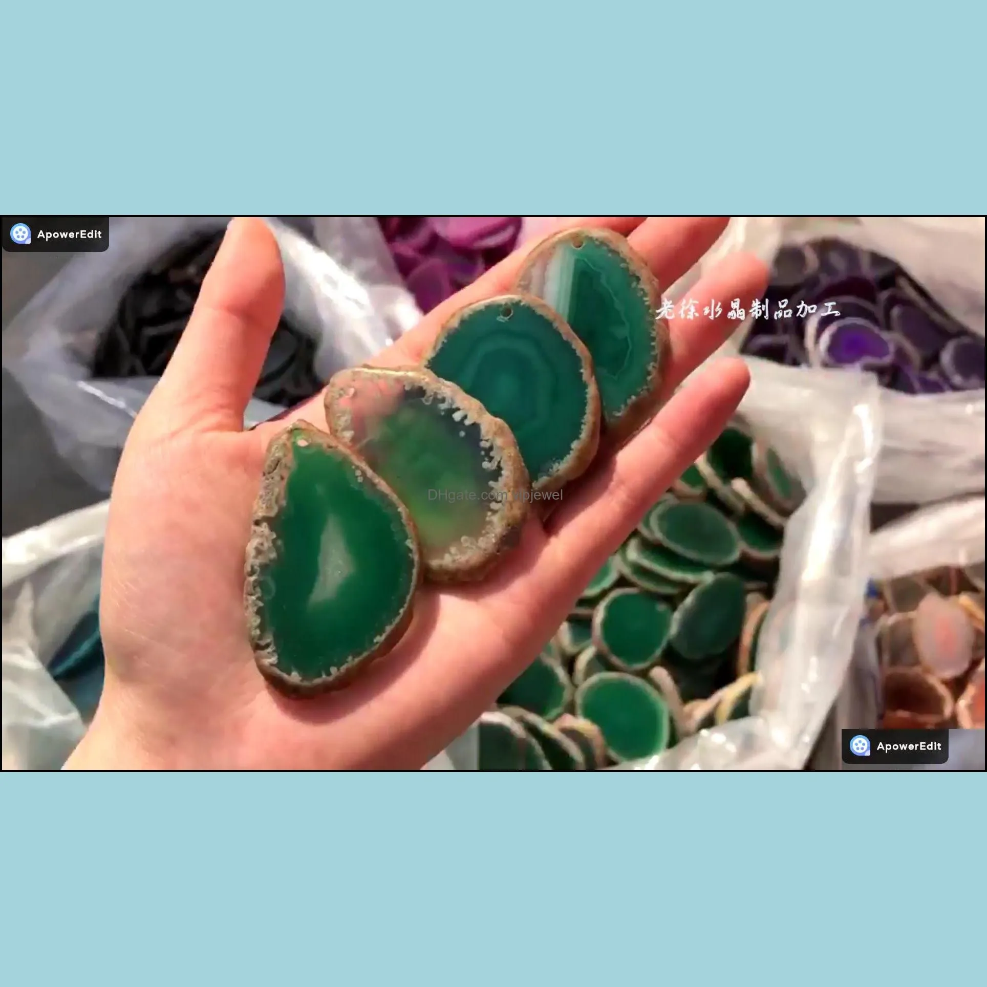 40-55mm natural blue red green purple agate slice charms wind bell tablet sweater chain pendant home ornaments