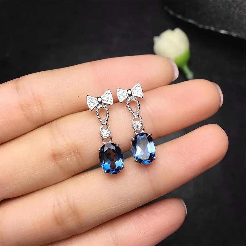 Dingle ljuskrona Huitan delikat kvinnors droppörhängen båge med blå CZ -estetiska flickor jubileumsgåva högkvalitativt trendiga juvelryd
