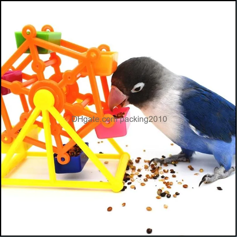 creative bird foraging toys parrot feeder rotate ferrule training intelligence growth cage colorful pecking windmill toy