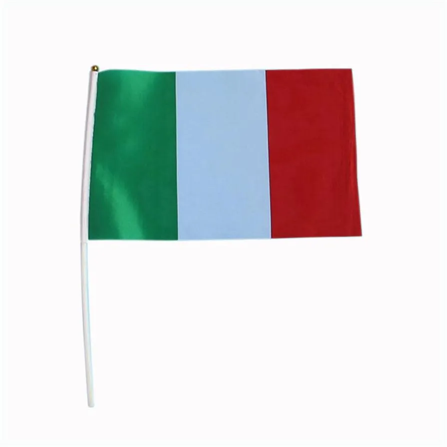 علم اليد الكامل مع رأس القطب البلاستيكي 14 سم 21 سم إيطاليا العلم Pro236U