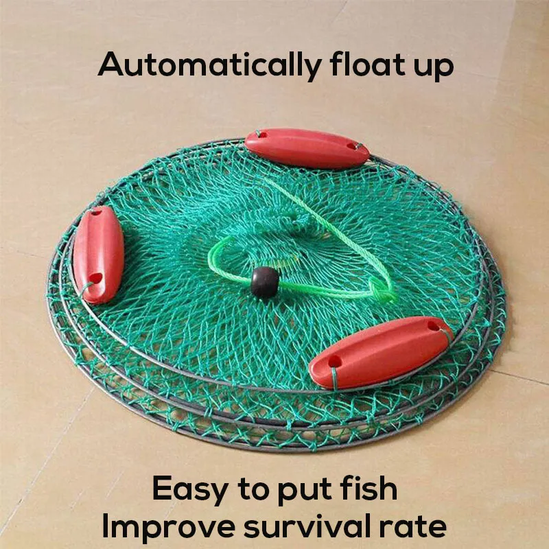 Automatic Floating Fishing Net Cage Folding Crab Crawdad Shrimp Minnow Bait  Trap Cast Fish Net Portable Foldable Fishing Network From Outdoor_tool,  $3.35