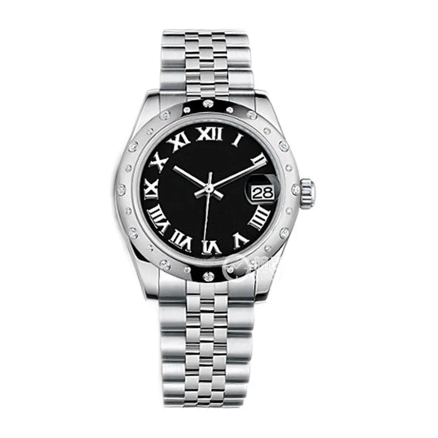 Montre asiatique de haute qualité 2813 sport automatique mécanique dames montre-bracelet 178344 31mm noir cadran romain bracelet en acier inoxydable mode Datejust cadeau Saint Valentin