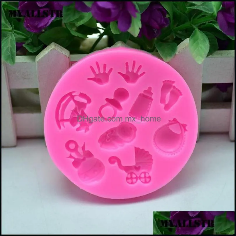 baking & pastry tools prints feet hand baby christening silicone mould chocolate cake mold