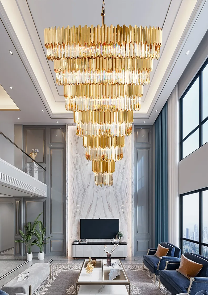 Luxurious Crystal Gold Linear Chandelier In Gold Modern American Multi Circles Droplight For Indoor Lighting 100cm Diameter X 180cm Length From Umsannagu 17 999.1 DHgate.Com