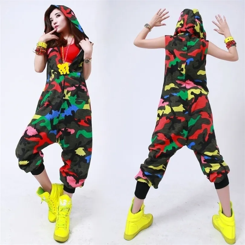 New fashion Hip Hop Dance Costume performance wear europeo leopardo allentato harem jazz tuta pantaloni mimetici T200509