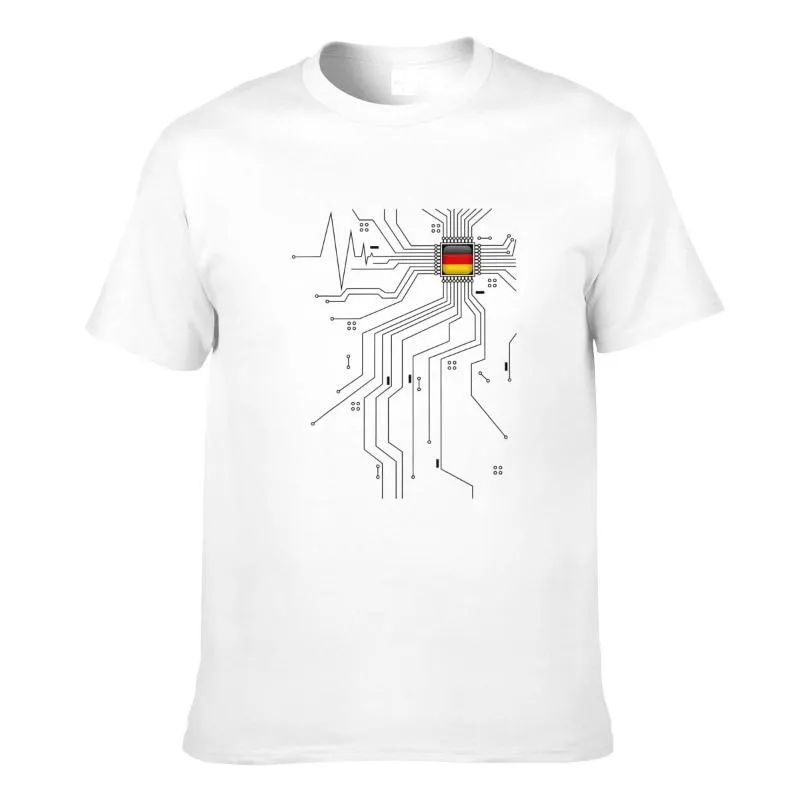 Mäns T-shirts tyska Tyskland De Deu Country Flag CPU Processor Circuit Diagram T Skjortor Män kvinnor toppar bomullstesor