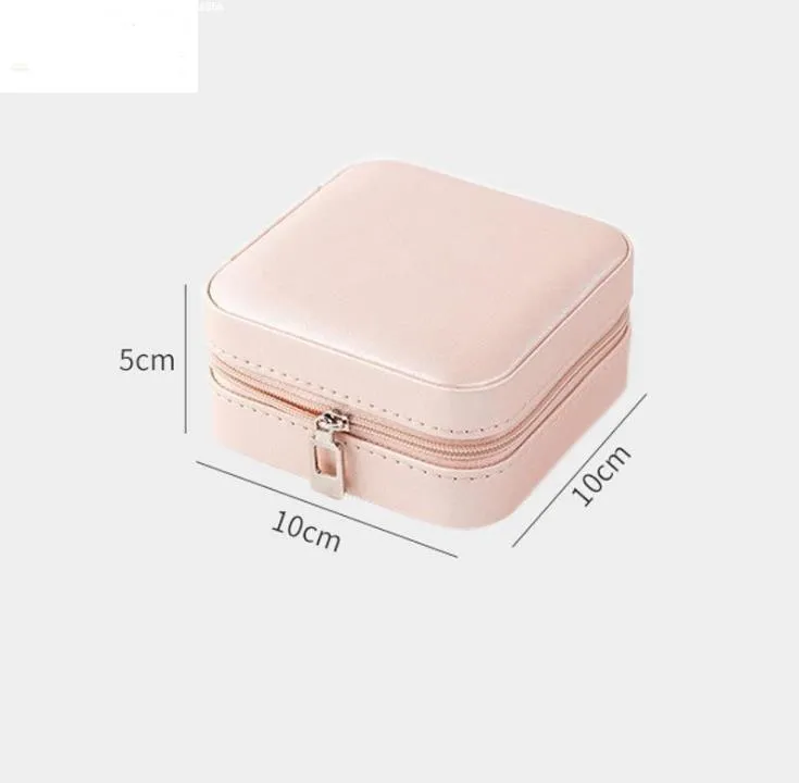 Portable Small Jewelry Box Girls Jewellery Organizer Faux Leather Mini Travel Case Rings Earrings Necklace Display Storage Cases SN6010