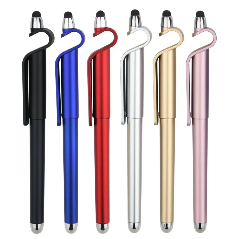 Stylus pennor kapacitiva pekskärmar Universal Ballpoint Pen Telefonstativ Holder 3 i 1 Stylister Pennor för surfplatta Laptop Writing Tool Office Supply