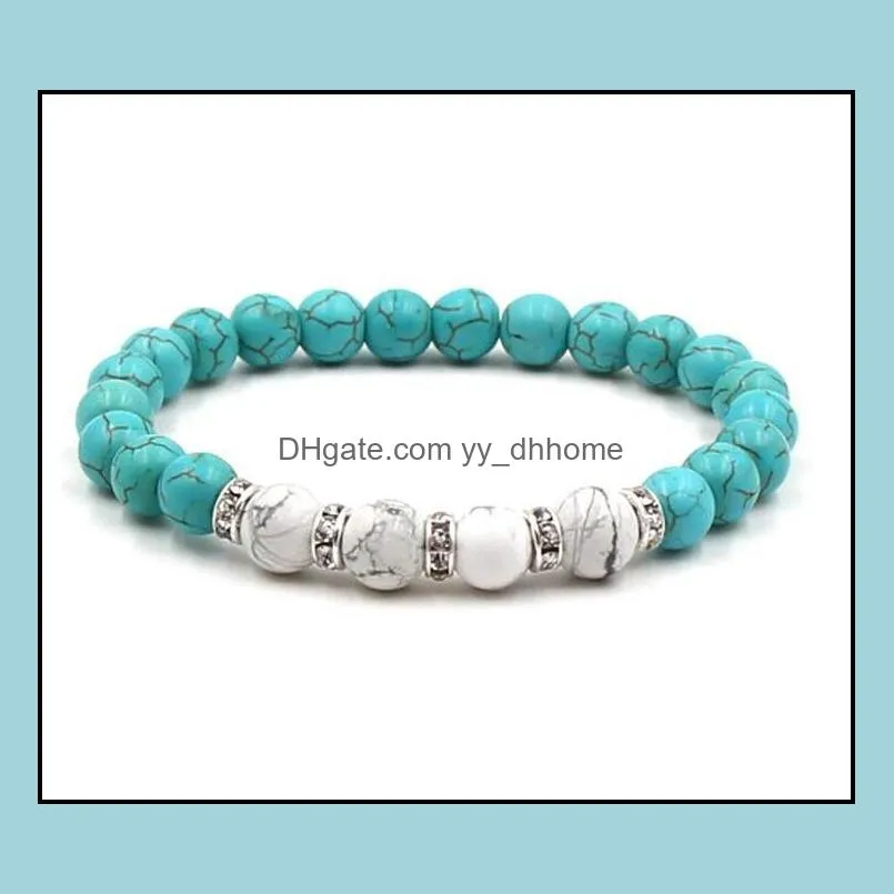Tiger Eye White Turquoise Agate Natural Stone Beaded Strands Bracelet Luxury Jewelry Men Jewellry Beads Bracelets wholesale