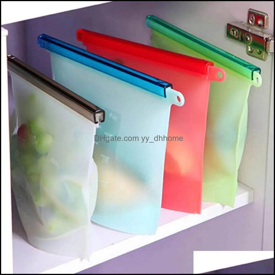 reusable silicone food  bags wraps fridge food storage containers refrigerator bag kitchen colored ziplock bags 4 colors paf11722