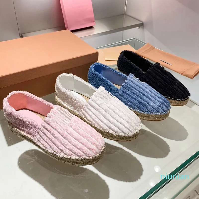 デザイナーの女性テリースリッパespadrillesフィッシュマンシューズファッションタオルコットンスライド擦り傷