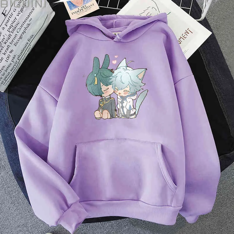 Kawaii Purple Aesthetic Clothes Anime Hooded Sweatshirt: Kawaii