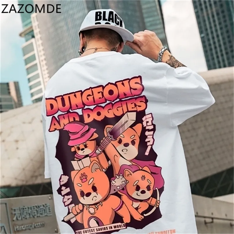 Zazomde High Street Vêtements Japon Anime Funny Summer Noir blanc Homme décontracté cool Akita Dog Manga Tshirt M à 5xl 220621