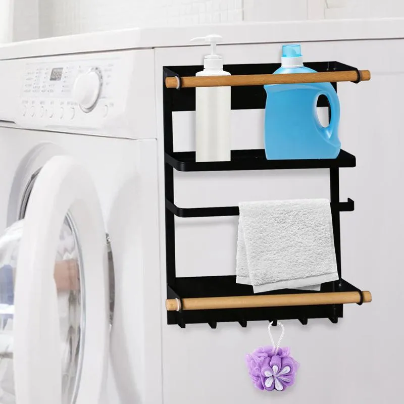 Hooks & Rails Fridge Shelf Paper Towel Roll Holder Magnetic Refrigerator Storage Rack Spice Hang Decorative Metal Kitchen OrganizerHooks