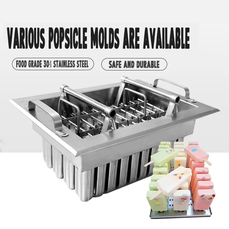 Commercial DIY machines Ice Cream Popsicle Mould Ice Pop Moulds Lolly Mold Durable Stainless Steel 40 Pieces Stick Holder