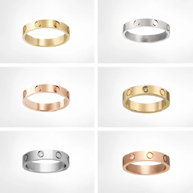 Love Screw Band Ring Design di design di lusso classico Gioielli in acciaio al titanio Uomo Promessa Fedi nuziali da donna